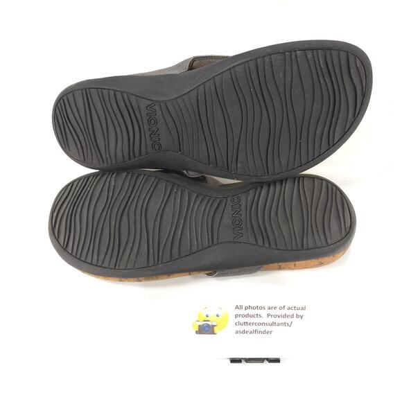 Vionic 340 Cassie Slip On Leather Slide Sandals Womens Size 5 TVW4294 Silver - Picture 9 of 9